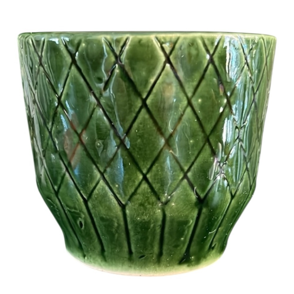 Shawnee Vintage 1940-1950 pot green glossy glaze MCM marked USA